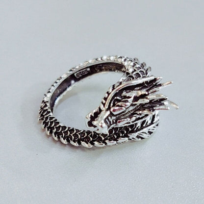 Bague Ajustable en Argent 925 Style Dragon
