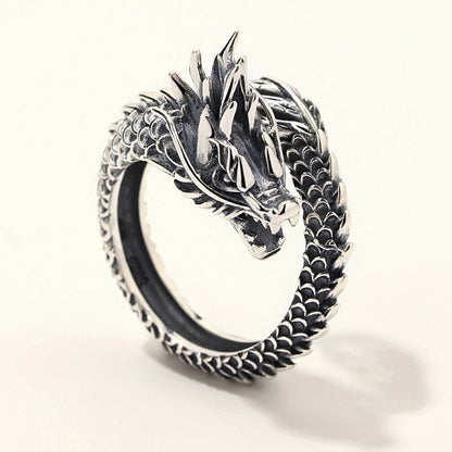 Bague Ajustable en Argent 925 Style Dragon