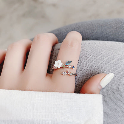 Bague Ajustable Wildflower en Or avec Éclat de Pierres Précieuses