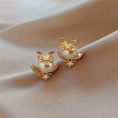 Élégantes Boucles d'Oreilles Hibou en Or