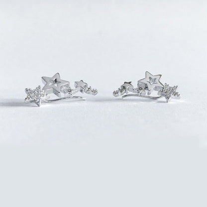 Éblouissantes Boucles d'Oreilles en Zircon Blanc en Forme d'Étoiles