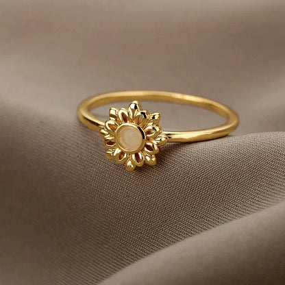 Bague Éclatante en Doré avec Motif Tournesol