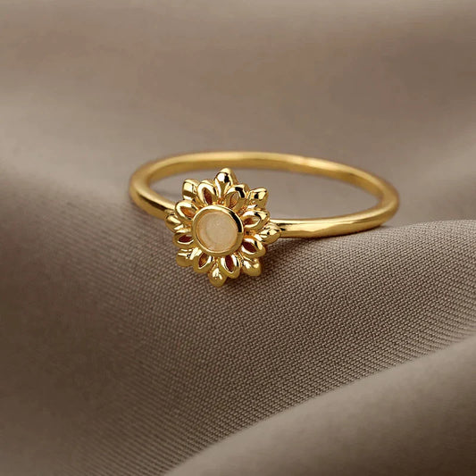Bague Éclatante en Doré avec Motif Tournesol