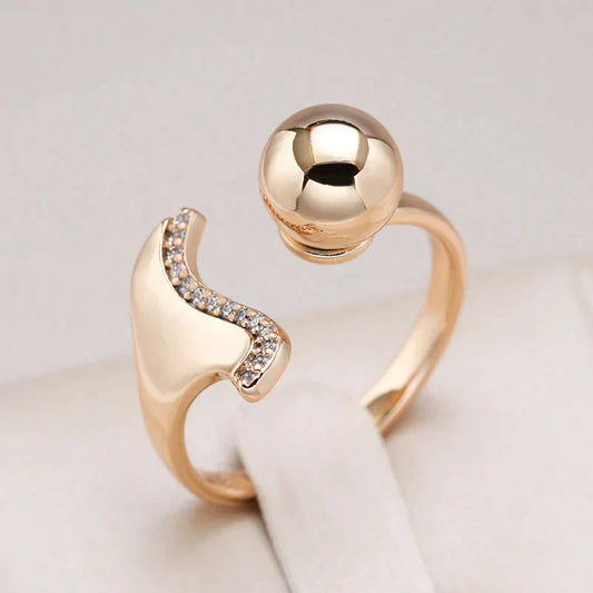 Bague Boule Élégante en Plaqué Or ornée de Zirconias Scintillantes