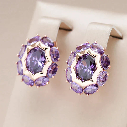 Sublimes Boucles d'Oreilles en Cristal Violet Élégant