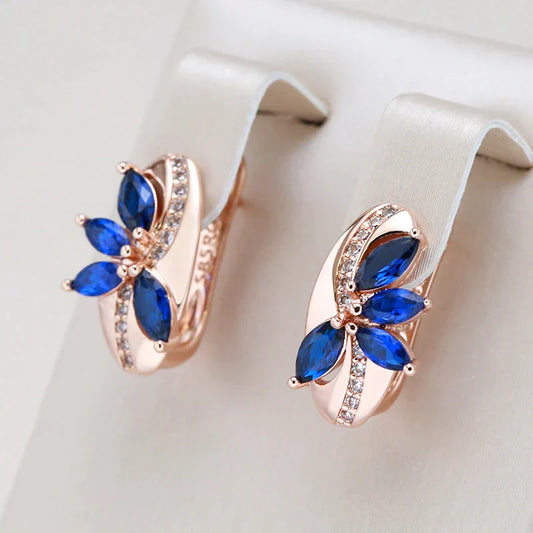 Boucles d'oreilles Luxueuses en Cristal Bleu étincelant