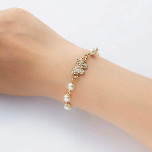 Éblouissant Bracelet Papillon Orné de Perles
