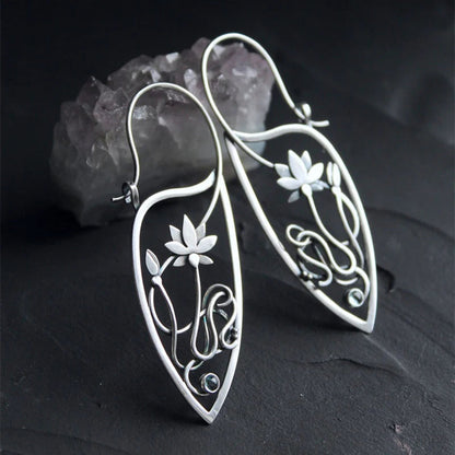 Élégantes Boucles d'Oreilles en Argent Sterling en Forme de Fleur de Lotus