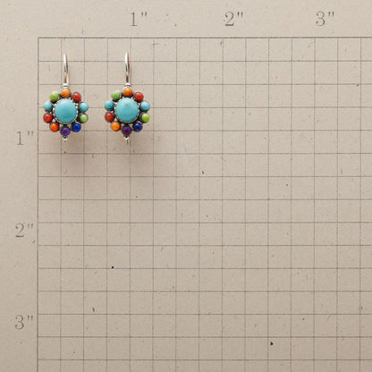 Éblouissantes Boucles d'Oreilles Rondes en Turquoise aux Teintes Multicolores