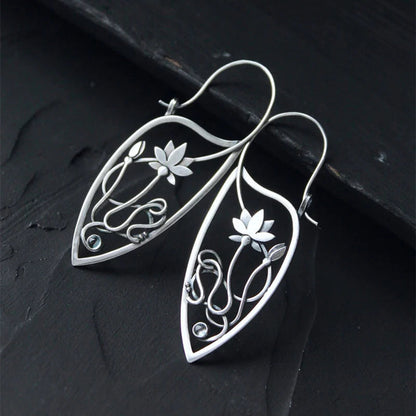 Élégantes Boucles d'Oreilles en Argent Sterling en Forme de Fleur de Lotus