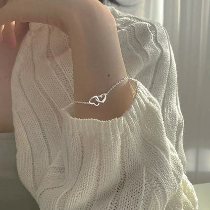 Élégant Bracelet en Argent en Forme de Cœur