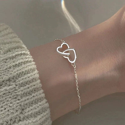 Élégant Bracelet en Argent en Forme de Cœur