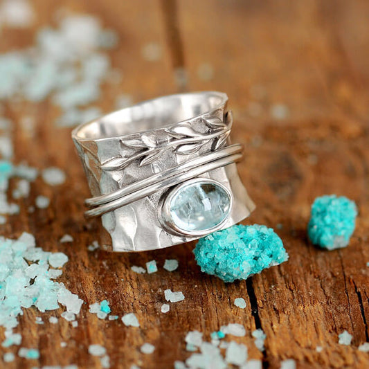Elegant Boho Crystal Ring in 925 Sterling Silver