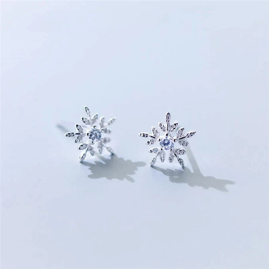 Éblouissantes Boucles d'Oreilles en Argent en Forme de Flocon de Neige
