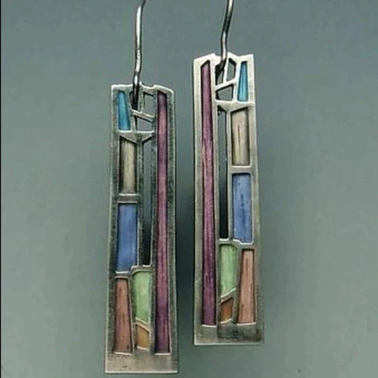 Boucles d'oreilles Vintage en Argent aux Couleurs Éclatantes