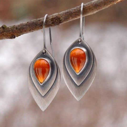 Chic Boucles d'Oreilles Vintage en Pierre Orange