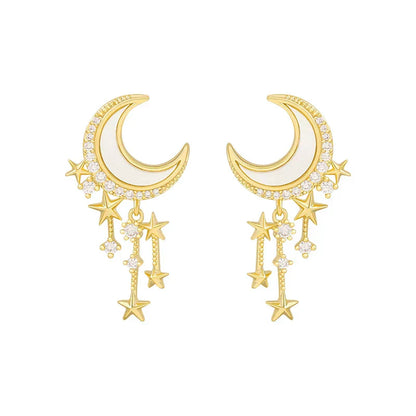 Éblouissantes Boucles d'Oreilles en Forme de Lune pour un Élégance Céleste