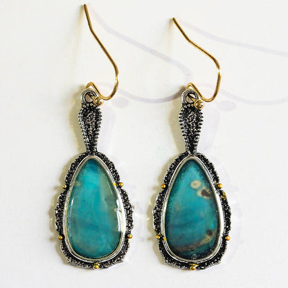 Boucles d'oreilles Rétro en Turquoise Éclatante et Ronde