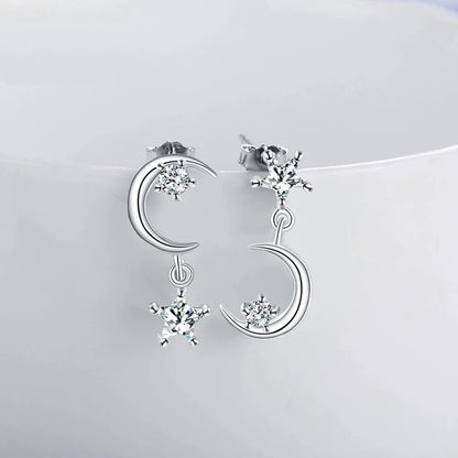 Élégantes Boucles d'Oreilles Demi-Lune en Argent Sterling ornées de Zircon étincelant
