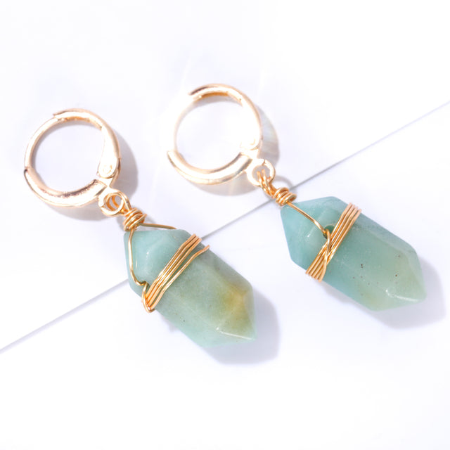 Boucles d'oreilles en Quartz doré élégantes et raffinées
