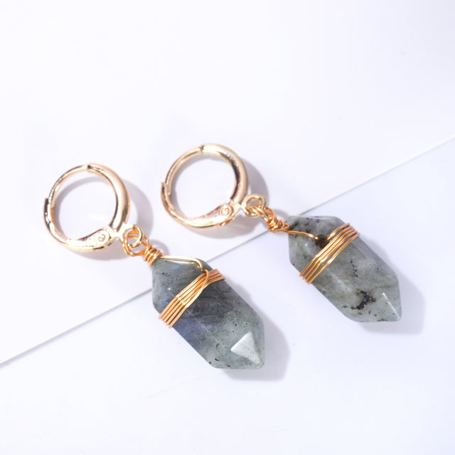 Boucles d'oreilles en Quartz doré élégantes et raffinées