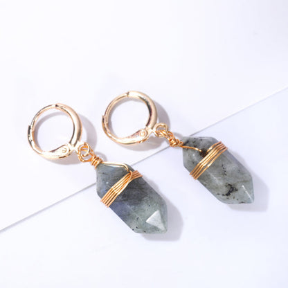 Boucles d'oreilles en Quartz doré élégantes et raffinées