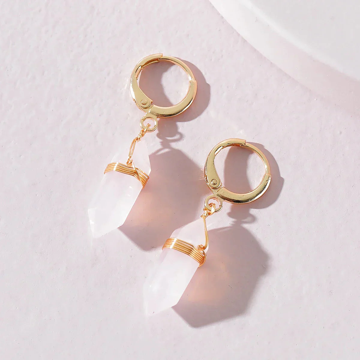 Boucles d'oreilles en Quartz doré élégantes et raffinées