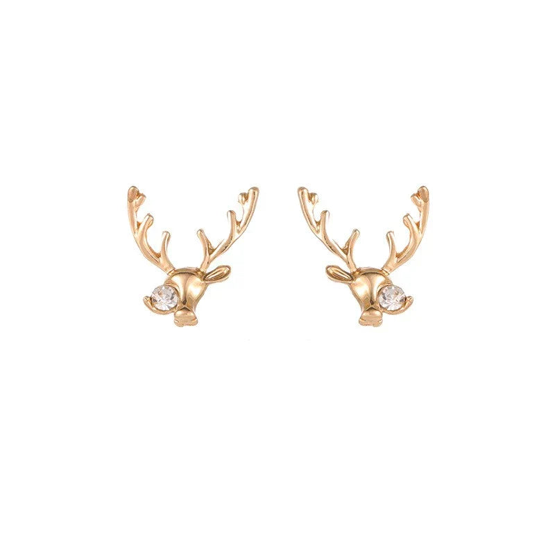 Élégantes Boucles d'Oreilles Renne en Or avec Zirconium Éclatant