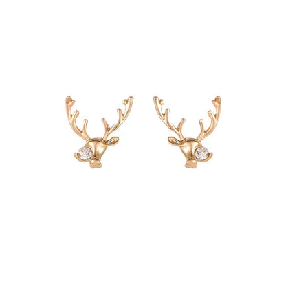 Élégantes Boucles d'Oreilles Renne en Or avec Zirconium Éclatant