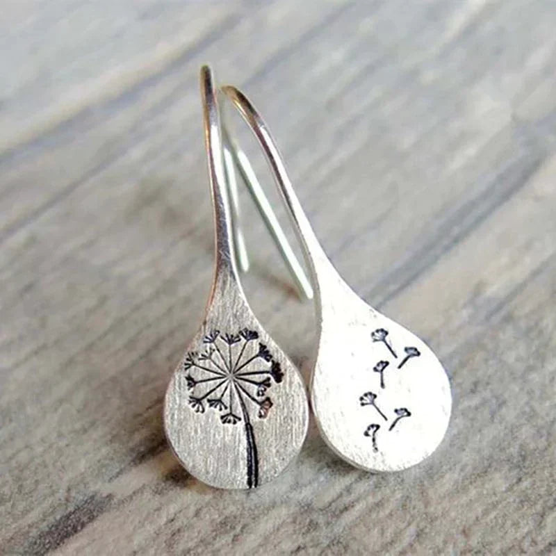 Élégantes Boucles d'Oreilles en Argent 925 avec Design Feuille de Pissenlit