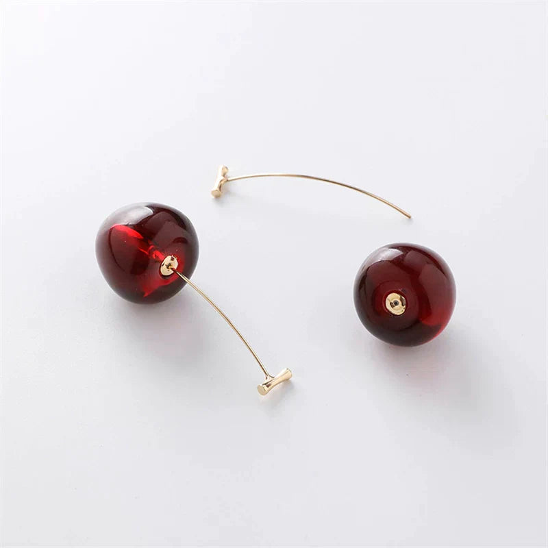 Éblouissantes Boucles d'Oreilles Luxe Cerise Rouge