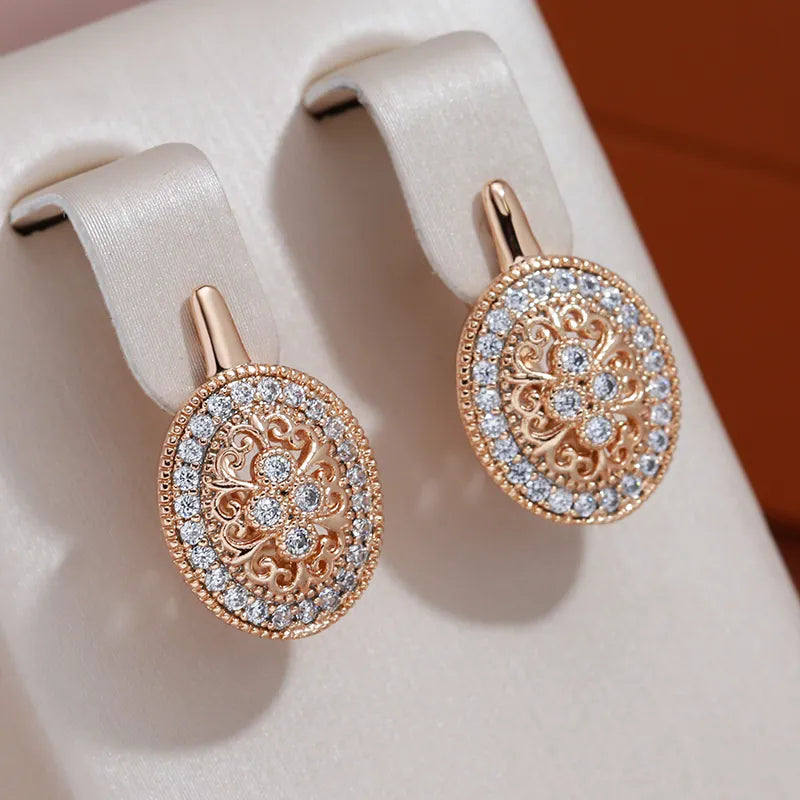 Boucles d'oreilles raffinées ornées de zircons scintillants ronds