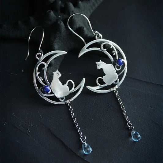 Boucles d'oreilles Vintage en Argent - Charmants Chats
