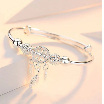 Bracelet Ajustable en Argent 925 avec Motif Attrape-Rêves