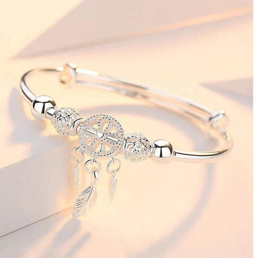 Bracelet Ajustable en Argent 925 avec Motif Attrape-Rêves