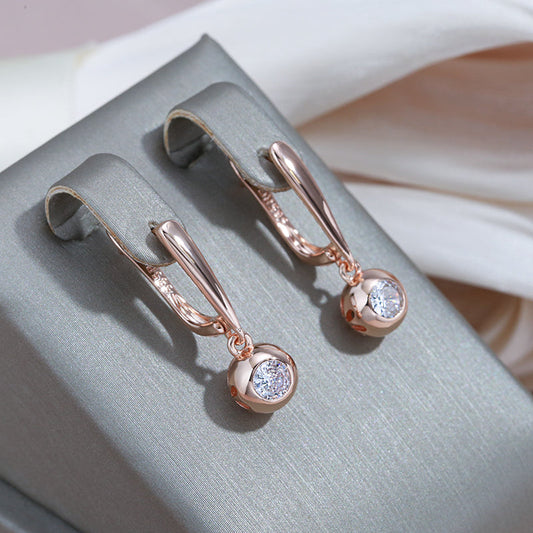 Boucles d'oreilles Chic en Zircon Naturel Rond