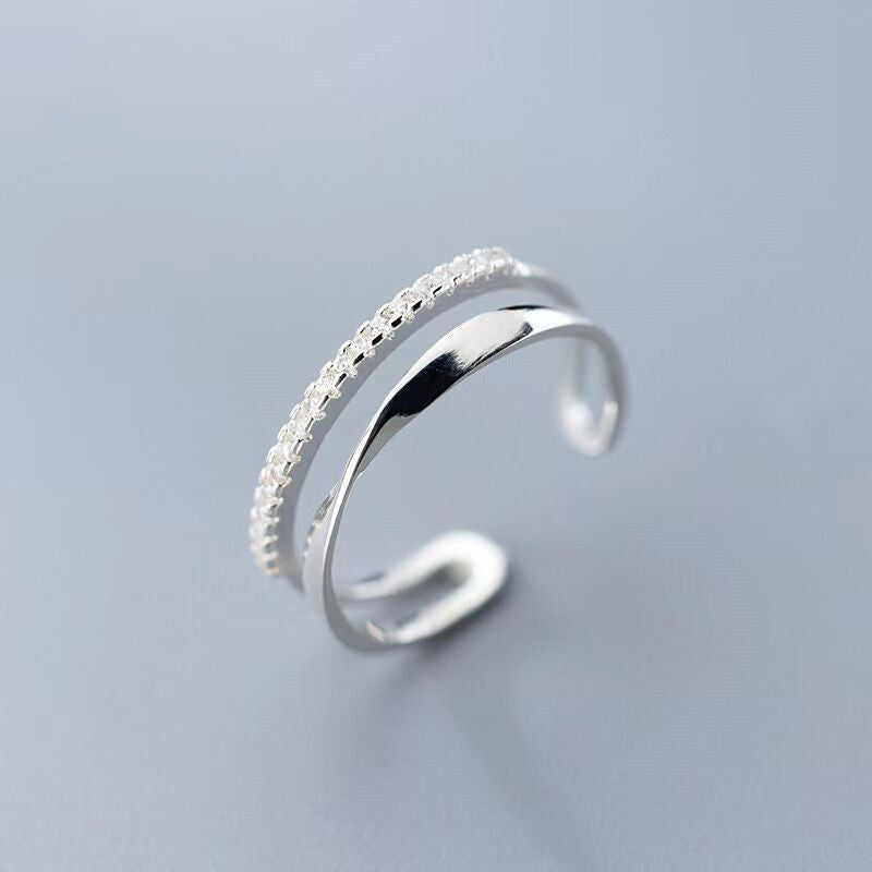 Bague Ajustable à Double Ligne Élégante