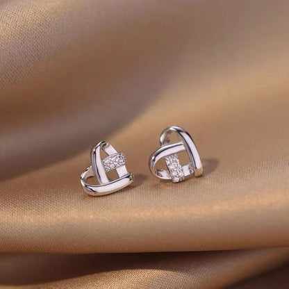 Boucles d'oreilles en Or avec Maillons en Forme de Coeur et Éclats de Zirconia