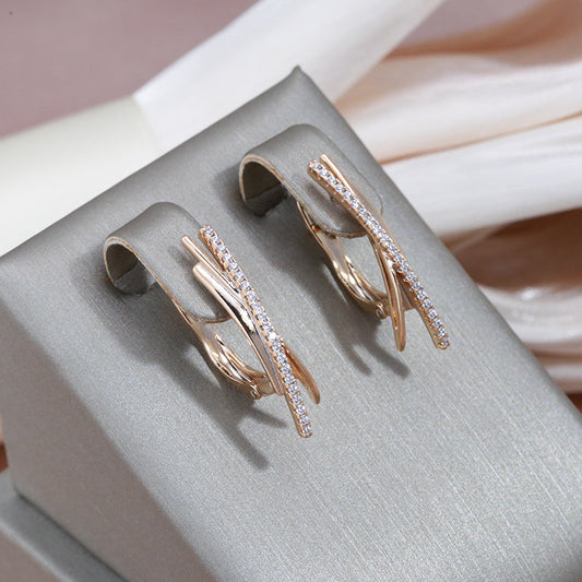 Boucles d'oreilles Élégantes en Or avec Zircons Étincelants