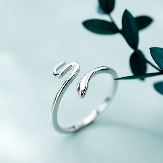 Élégante Bague Serpent Ajustable en Argent Sterling