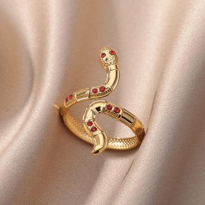 Adjustable Serpent Ring adorned with Sparkling Zircons