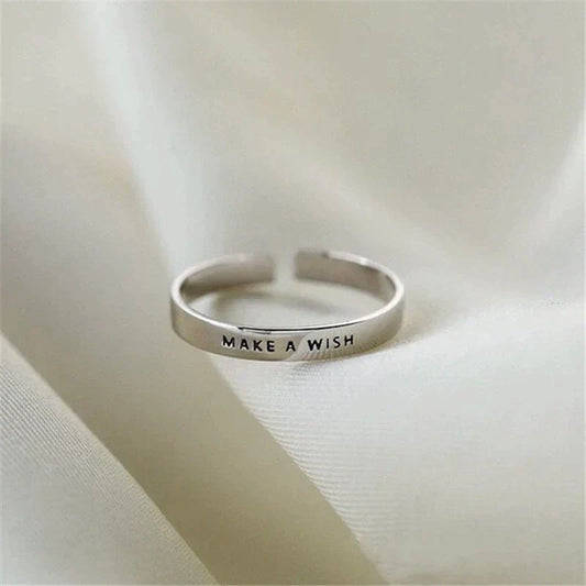 Bague Souhaits en Argent Ajustable – Transformez vos rêves en réalité!
