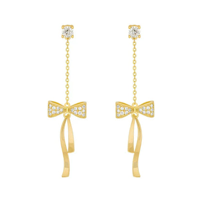 Boucles d'Oreilles Élégantes à Nœud en Cristal