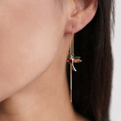Boucles d'Oreilles Colibri Émaillées avec Éclat de Zircons