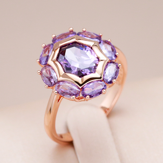 Éblouissante Bague en Zircon Violet Naturel