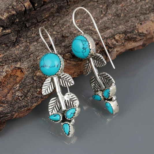 Éclat Bohème : Boucles d'oreilles en Argent ornées de Pierre Turquoise