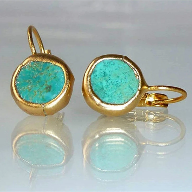 Éblouissantes Boucles d'oreilles en Or ornées de Pierre Turquoise
