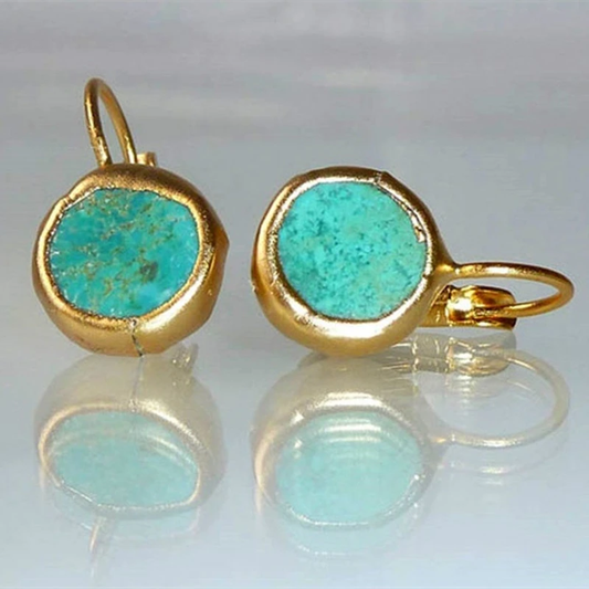 Éblouissantes Boucles d'oreilles en Or ornées de Pierre Turquoise