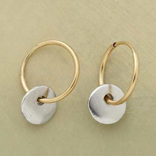 Éclatantes Boucles d'oreilles en Or 18K et Argent Plaqué