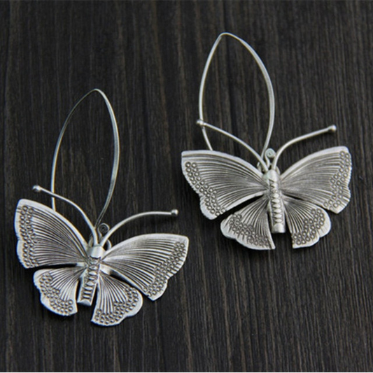 Éblouissantes Boucles d'oreilles Papillon en Argent